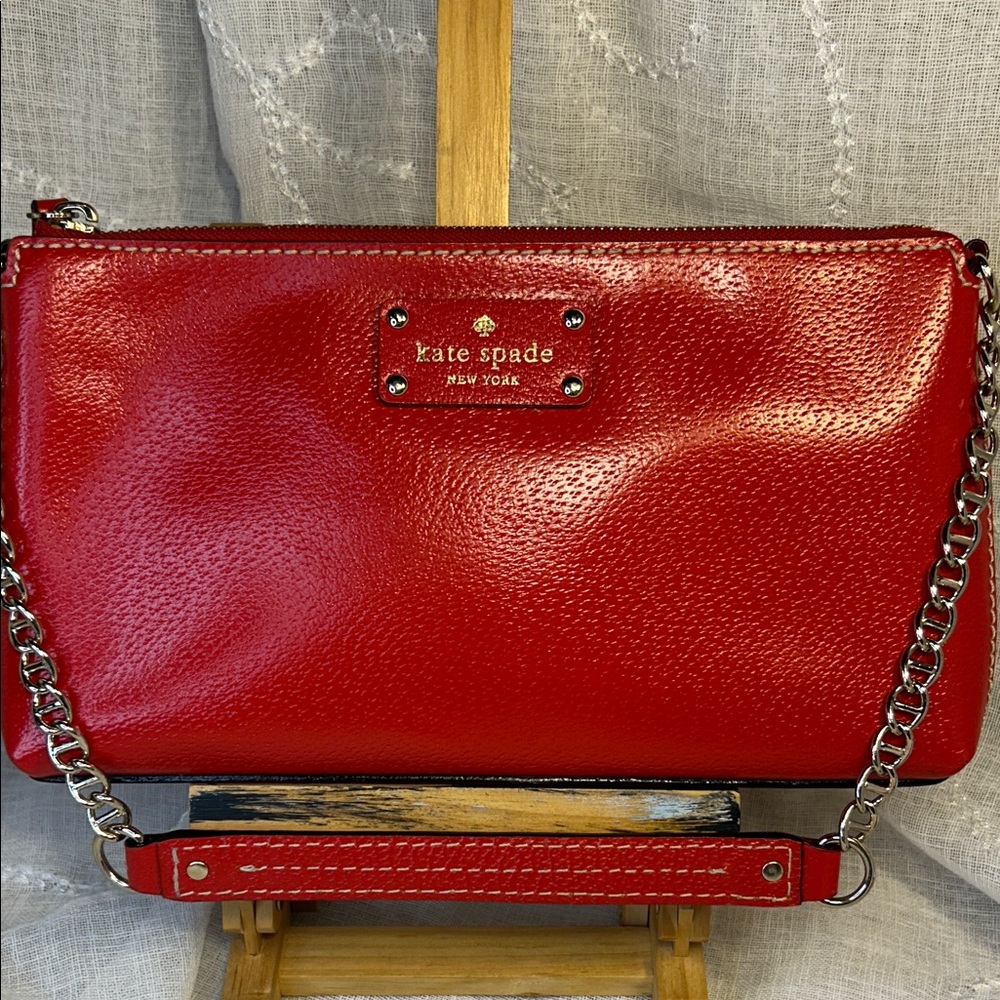 Katea Spade fiery red leather shoulder bag
